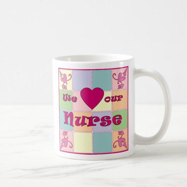Personalised Nurse Patchwork Mug (Pink) (Right)
