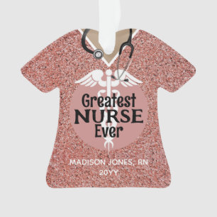 Personalised Nurse Pink Scrub Top Christmas Ornament
