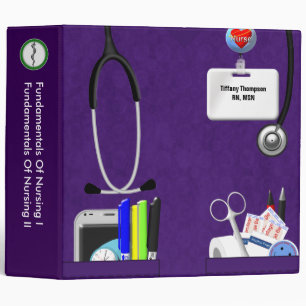 Personalised Nurse Pockets 2 Inch Dark Purple 3 Ring Binder