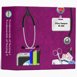 Personalised Nurse Pockets 2 Inch Hot Pink Binder