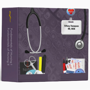 Personalised Nurse Pockets 2 Inch Purple Scrubs Binder