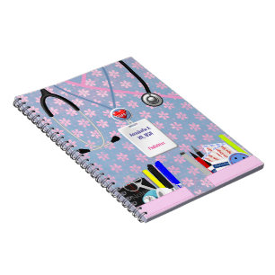 Personalised Nurse Pockets Pink & Lavender Notebook