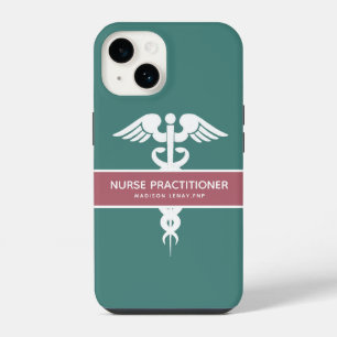 Personalised Nurse Practitioner Dark Teal Medical iPhone 14 Case