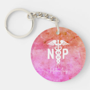 Personalised Nurse Practitioner Pink Medical Key Ring