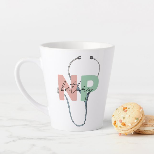 Personalised Nurse Practitioner Retro NP Name Gift Latte Mug (In Situ)