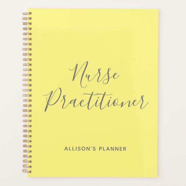 Personalised Nurse Practitioner Student Yellow Planner (Front)