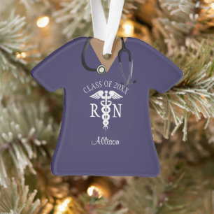 Personalised Nurse Purple Scrub Top Custom Ornament