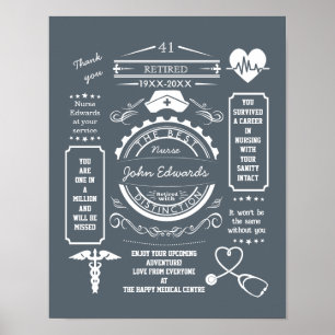 Personalised nurse Retirement Poster medical