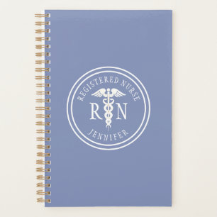 Personalised Nurse RN Blue Medical Caduceus Planner