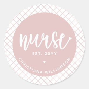 Personalised Nurse RN graduation Elegant Classic Round Sticker