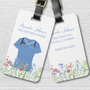 Personalised Nurse RN LPN NP Blue Scrubs Luggage Tag