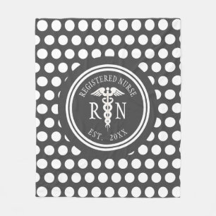 Personalised Nurse RN Medical Caduceus Fleece Blanket