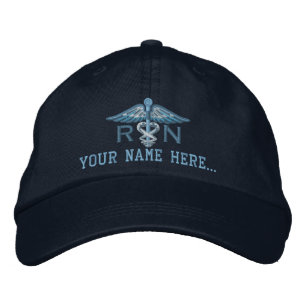 Personalised Nurse RN Your Text Medical Caduceus Embroidered Hat