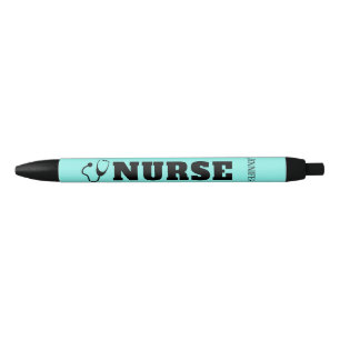 Personalised Nurse Stethoscope Bright Teal Black Ink Pen