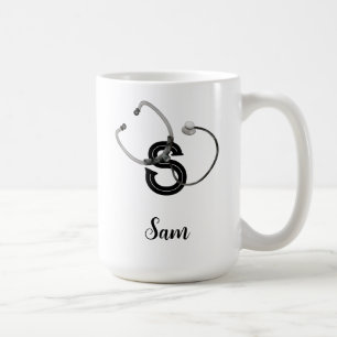 Personalised Nurse Stethoscope Monogram Modern Coffee Mug