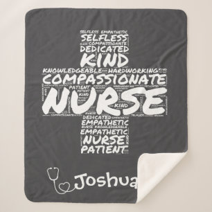 Personalised Nurse Word Art Gift for Nurses Week Sherpa Blanket