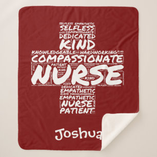 Personalised Nurse Word Art Gift for Nurses Week Sherpa Blanket