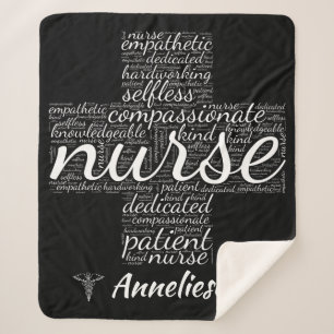 Personalised Nurse Word Cloud Gift for Nurses   Sherpa Blanket