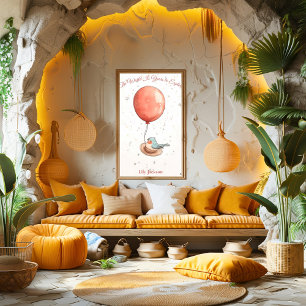 Personalised Nursery Art – Bird with Red Balloon Poster