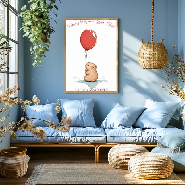 Personalised Nursery Art – Capybara & Red Balloon Poster (Creator Uploaded)