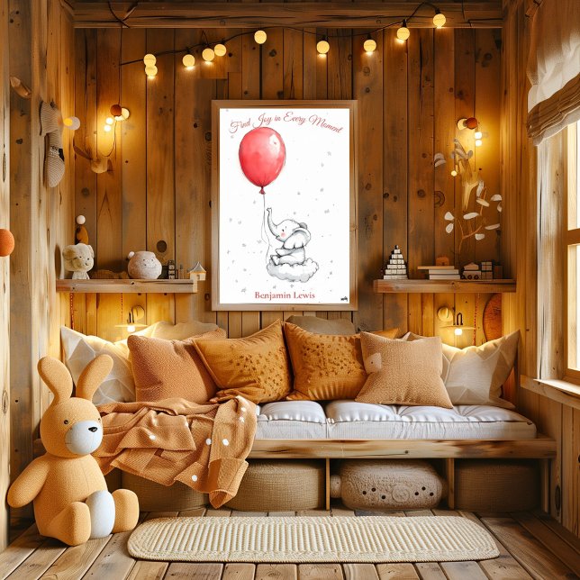 Personalised Nursery Art – Elephant on a Cloud Poster (Creator Uploaded)