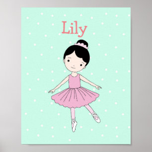 Personalised Nursery Art Print Ballerina Girl Art