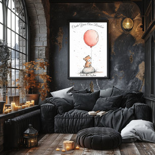 Personalised Nursery Art – Tiger Cub & Red Balloon Poster