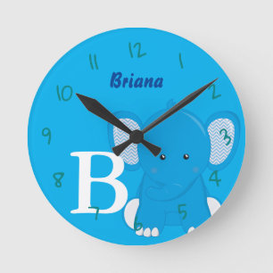 Personalised Nursery Blue Round Clock