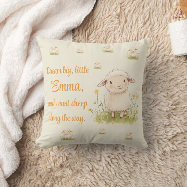 Personalised Nursery Decor, Cute Sheep, Custom    Cushion (Blanket)