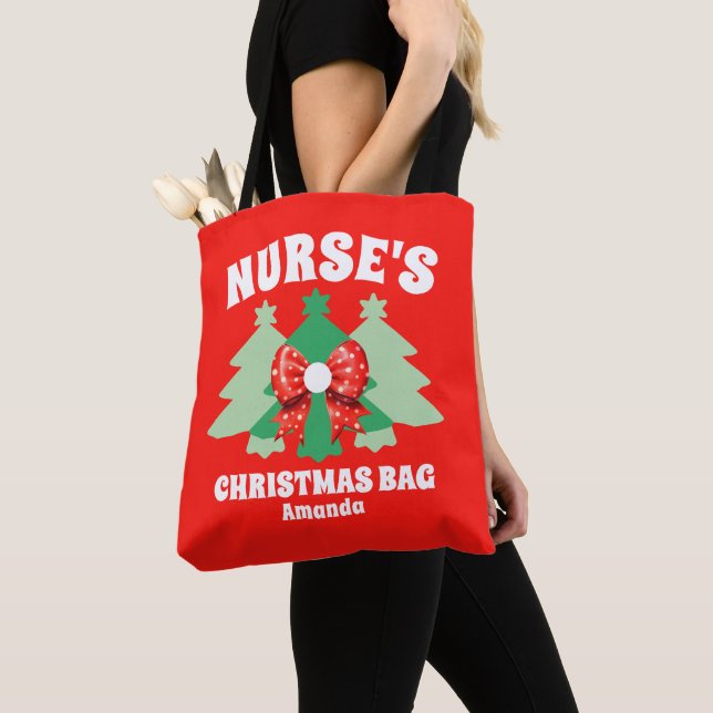 Personalised Nurse's Christmas Tote Bag (Close Up)