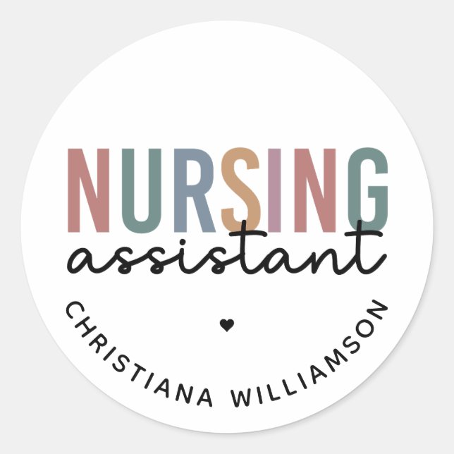 Personalised Nursing Assistant Classic Round Sticker (Front)