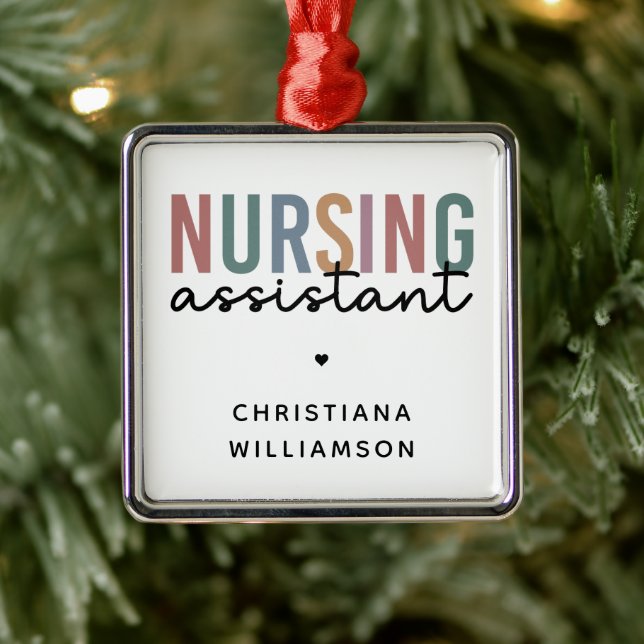Personalised Nursing Assistant Metal Ornament (Tree)