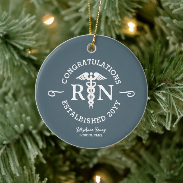 Personalised Nursing School Graduate Keepsake Ceramic Ornament (Tree)