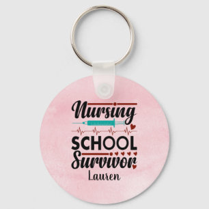 Personalised Nursing School Survivor Key Ring