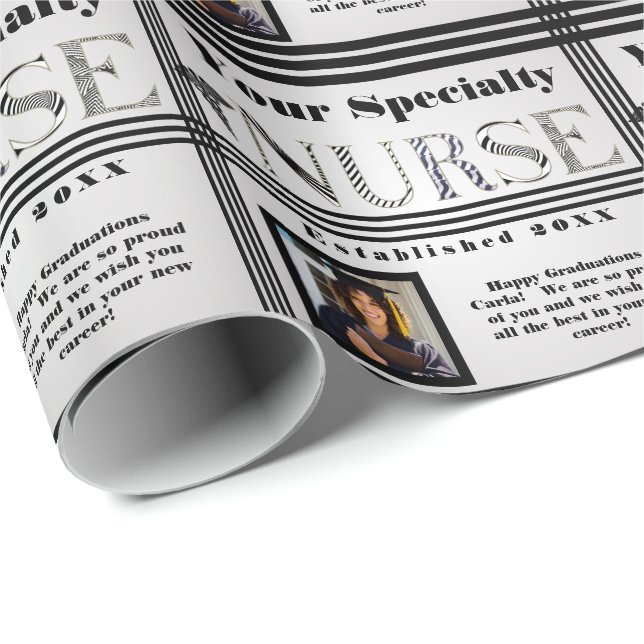 Personalised Nursing Speciality Graduation Photo Wrapping Paper (Roll Corner)