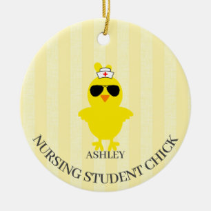Personalised Nursing Student Sunshade Chick  Ceramic Ornament
