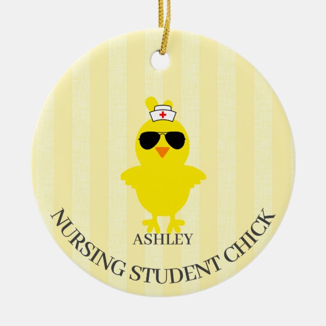 Personalised Nursing Student Sunshade Chick  Ceramic Ornament (Front)