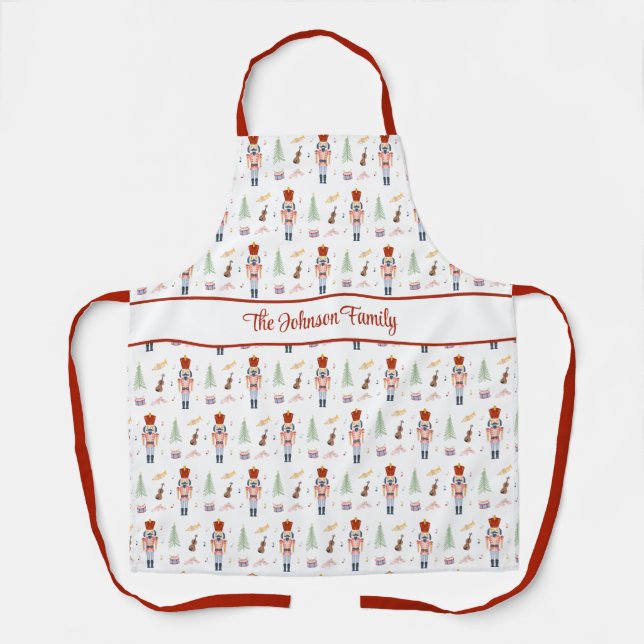 Personalised Nutcracker Ballet Music Holiday Apron (Front)