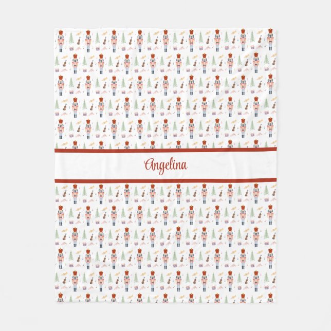 Personalised Nutcracker Ballet Music Holiday Fleece Blanket (Front)