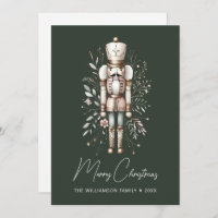 Personalised Nutcracker Christmas Card Green