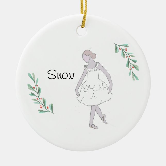 Personalised Nutcracker Snow Keepsake Ceramic Ornament (Front)