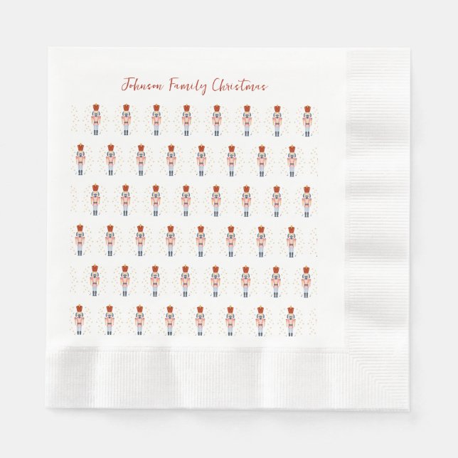 Personalised Nutcracker Soldier Festive Holiday Napkin (Front)