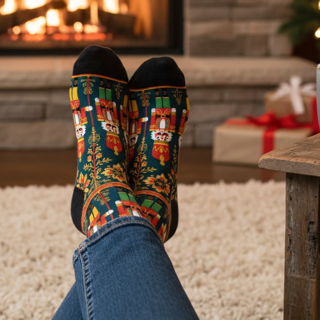 Personalised Nutcracker Toy Soldier Holiday Socks (Keeps your toes toasty this Holiday Season with a pair of nutcracker socks. Add your name)