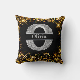 Personalised O Initial Silver Monogram Your Name Cushion
