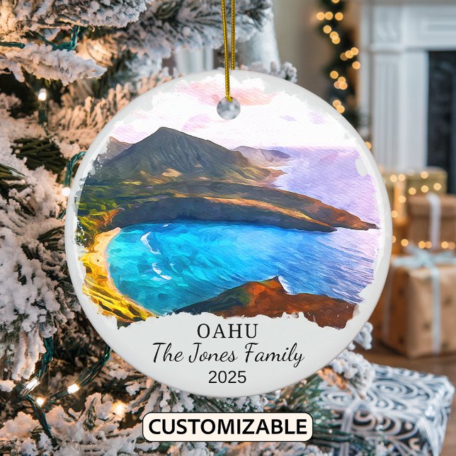 Personalised Oahu Ornament, Hawaii Ceramic Ornament (Creator Uploaded)