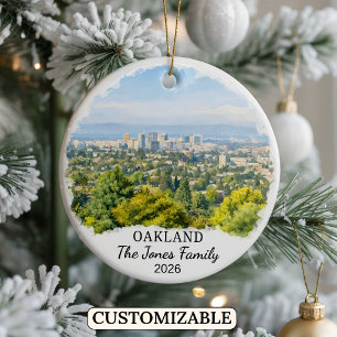 Personalised Oakland Ornament, Custom California Ceramic Ornament