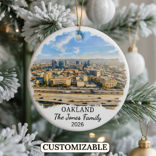 Personalised Oakland Ornament, Custom California Ceramic Ornament