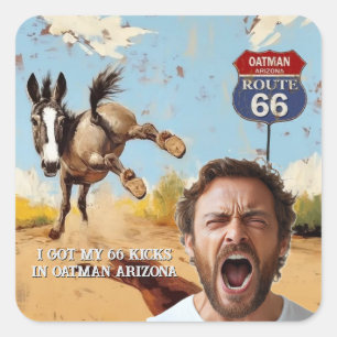 Personalised Oatman Route 66 Photo Square Sticker