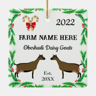 Personalised Oberhasli Dairy Goat Farm Christmas Ceramic Ornament