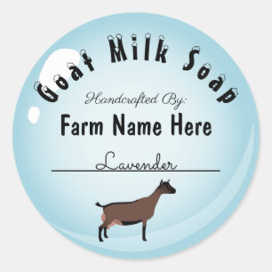 Personalised Oberhasli Goat Milk Soap Blue Bubble Classic Round Sticker